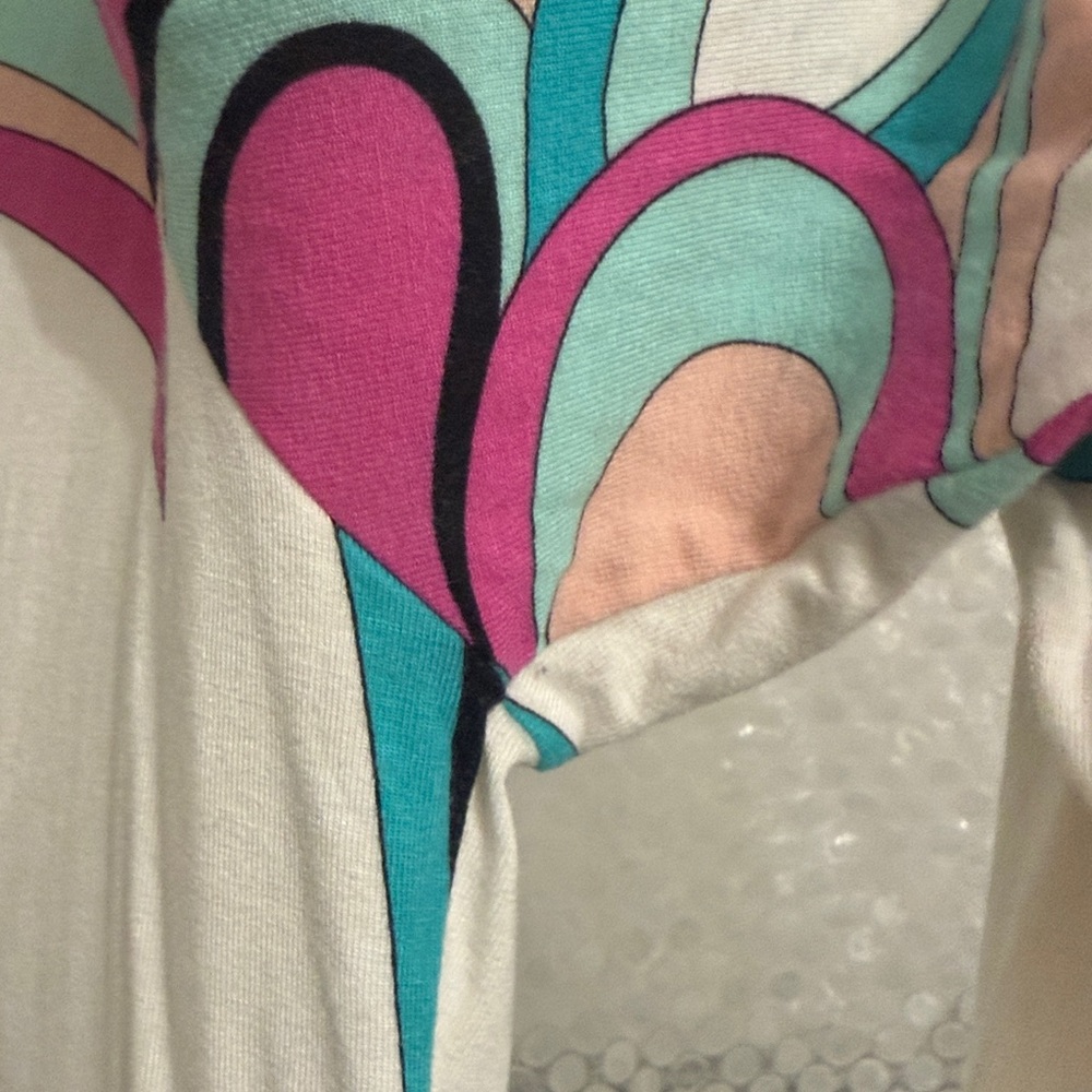 Emilio Pucci Multicolor Retro V‑Neck 3/4 sleeve Top - Picture 8 of 9